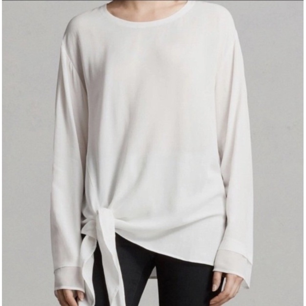 AllSaints Ricco V-Neck Side Tie Top Ivory‎ White Size Large